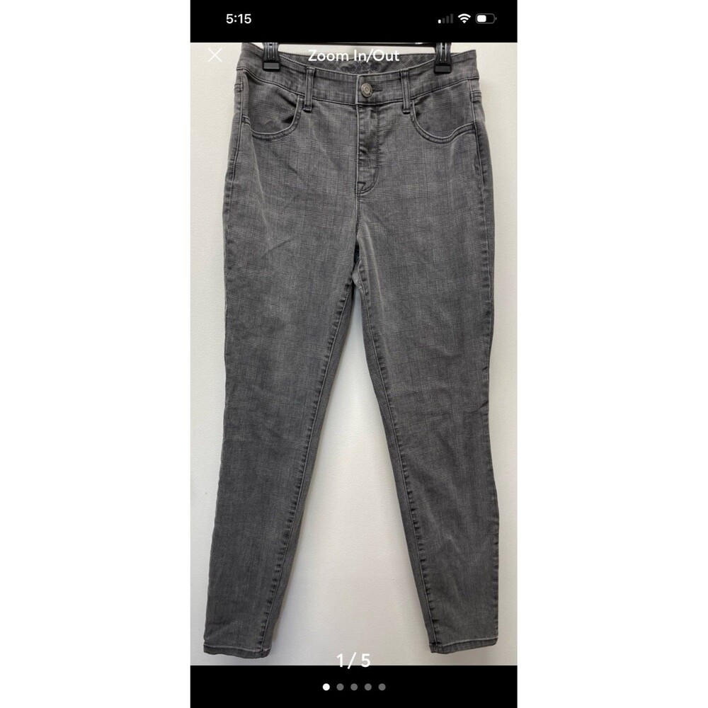 Excellent Size Medium Regular High Rise Gray Subtle Plaid Skinny Maurices Jeans